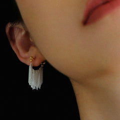 Two Tone 18K Gold Plated Sterling Silver Waterfall Fringe Earrings