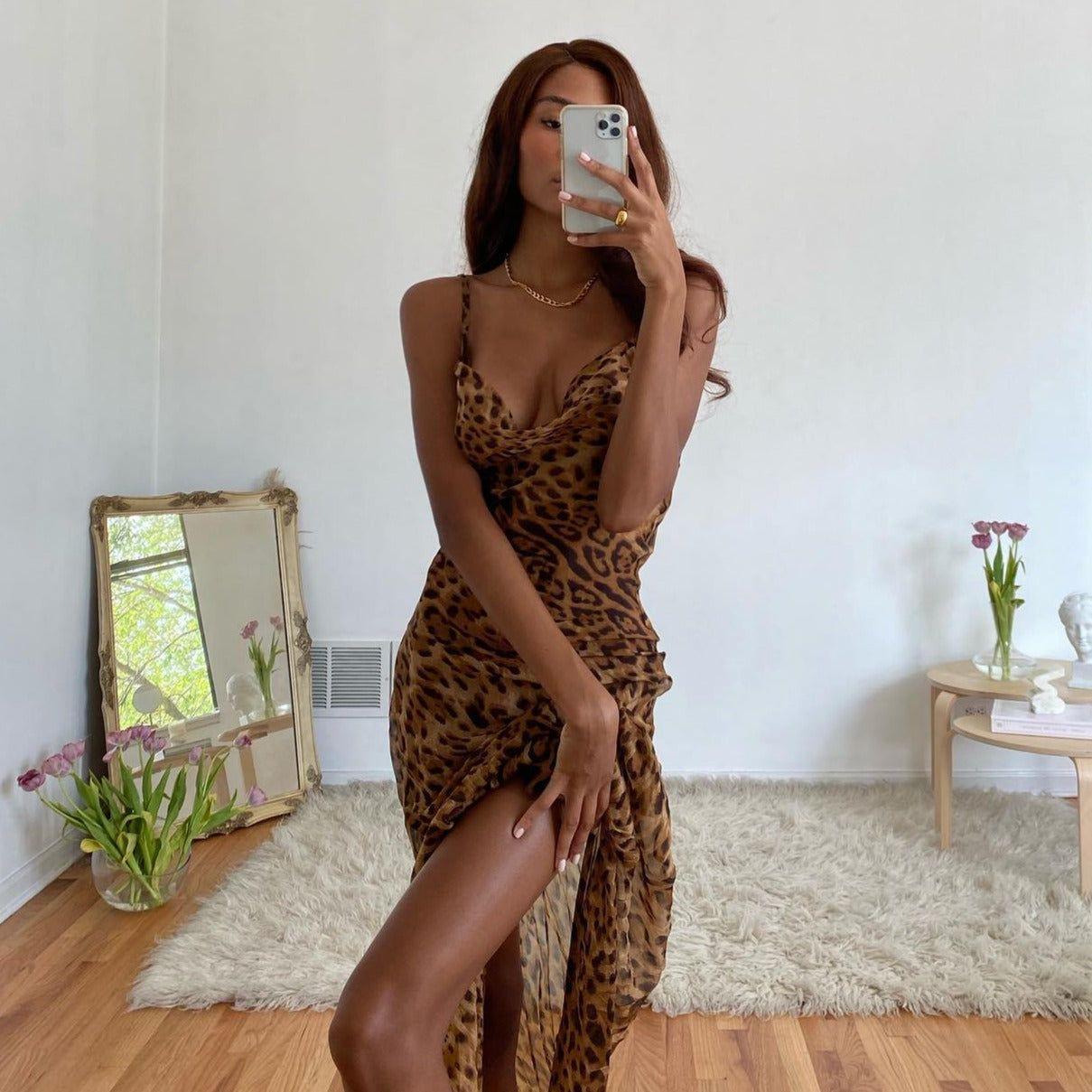 Animal Instinct High Split Maxi Dress