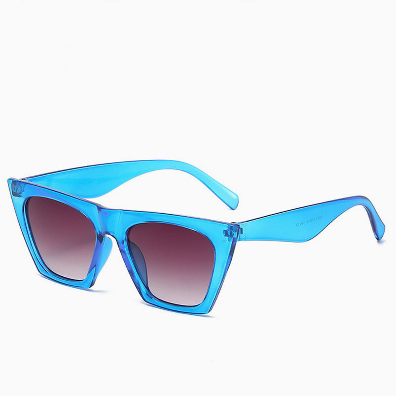 Vintage Clear Effect Oversized Frame Gradient Sunglasses - Blue